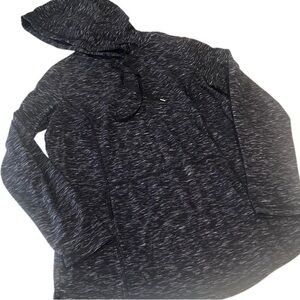 J Jill Black Cream Pink Pull Over Kangaroo Pocket Heathered Hoodie Size Small